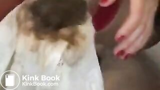 Two beautiful women fill their knickers on a man's face