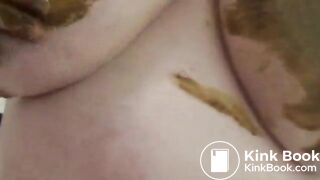 Scat wife jerks a hubby's shitty penis