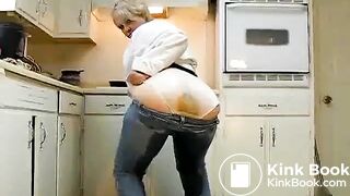 Woman poops herself in kitchen