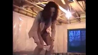 She poops on a toy train