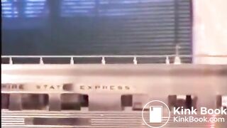 She poops on a toy train