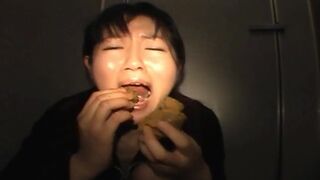 Asian Chick Eating Shit in Public Toilet