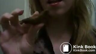 Hot Blonde Licking a Turd