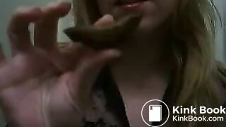 Hot Blonde Licking a Turd