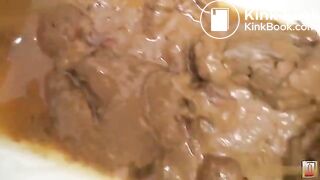 Cute girl takes a shit in toilet