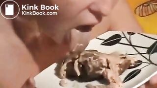 Licking shit with ice cream