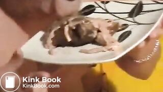 Licking shit with ice cream