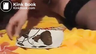 Licking shit with ice cream