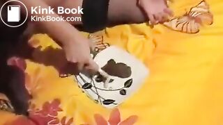 Licking shit with ice cream