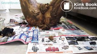 Girl masturbates with huge bowl of shit