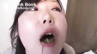 Japanese girls eating rice with poop