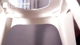 Amateur woman unloads thick long turd