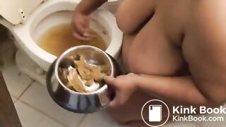 Ebony slave digging in toilet