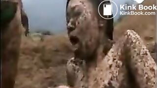 Lesbian wrestle in manure