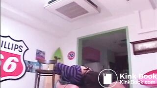 Japanese girl shittting to hungry toilet slave 3