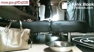 Woman shits in a bowl