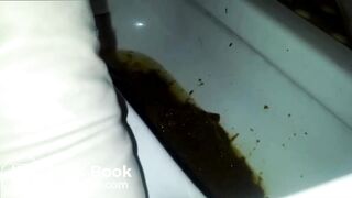 Asian Girl Diarrhea on the Toilet