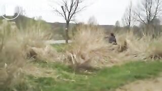 Amateur bbw poops outside