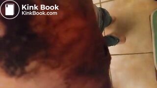 Girl's poop completely covers a boy's big cock