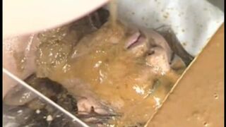 Random beauties spraying their liquid shit on a young slave woman