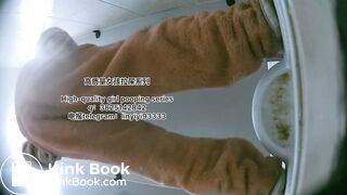 A pretty girl defecates in the toilet 3