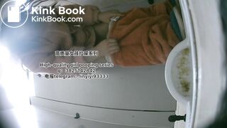 A pretty girl defecates in the toilet 3