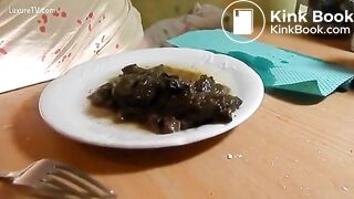 Shits on her plate and eats it