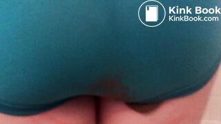 Soft poop in blue panties.