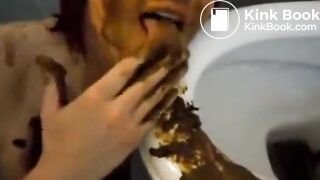 Licking a shitty toilet