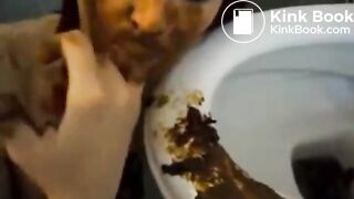 Licking a shitty toilet