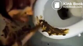 Licking a shitty toilet