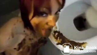Licking a shitty toilet