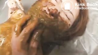 Hot Asian Masturbates Covered In Her Own Shit!