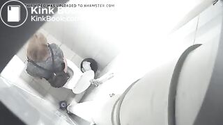 Blonde lady shit in toilet