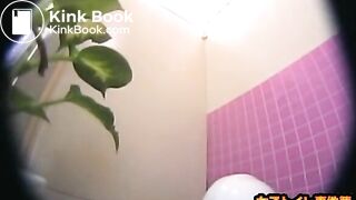 Japanese girls take a loud crackling shit in the public toilet - part 1