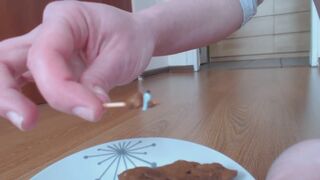 Giantess shits on little man