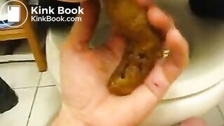 Wife shitting on husbands dick and hands