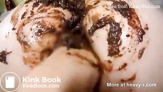 Girl farts and shits while being fingered.