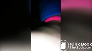 Woman shitting public toilet at restaurant.