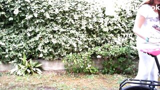 pooping leggings on a bike