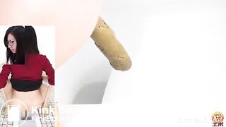Toilet voyeur camera filmed a gorgeous brunette with a little ass pooping