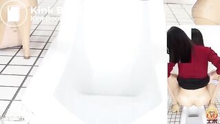 Toilet voyeur camera filmed a gorgeous brunette with a little ass pooping