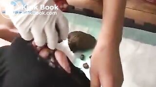 girl shitting big turd on guy