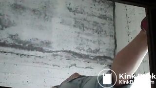 Girl has a diarrhea in the street toilet