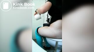 Pretty girl public toilet poop