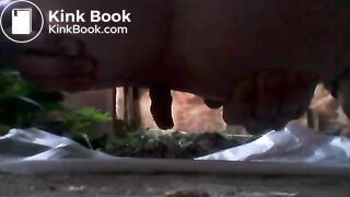 Many farts and shit outdoor. Nice close-up video