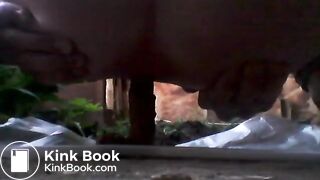 Many farts and shit outdoor. Nice close-up video