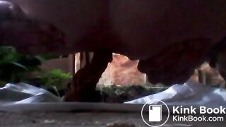 Many farts and shit outdoor. Nice close-up video
