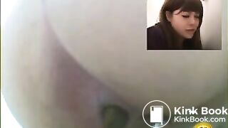 Women make straining faces when trying to push out a hard turd