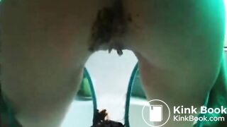 Shitting see thru blue panties